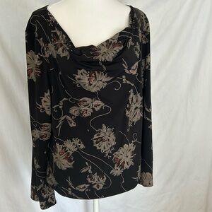 Soft Works Black/Bold with Sequins Cowl Neck Blouse Sz xxl/ttg